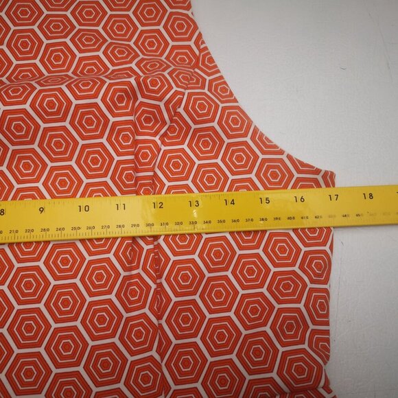 Gap Ladies Size 8 Orange & White Sleeveless Fit & Flare Fully Lined Dress - Picture 6 of 8